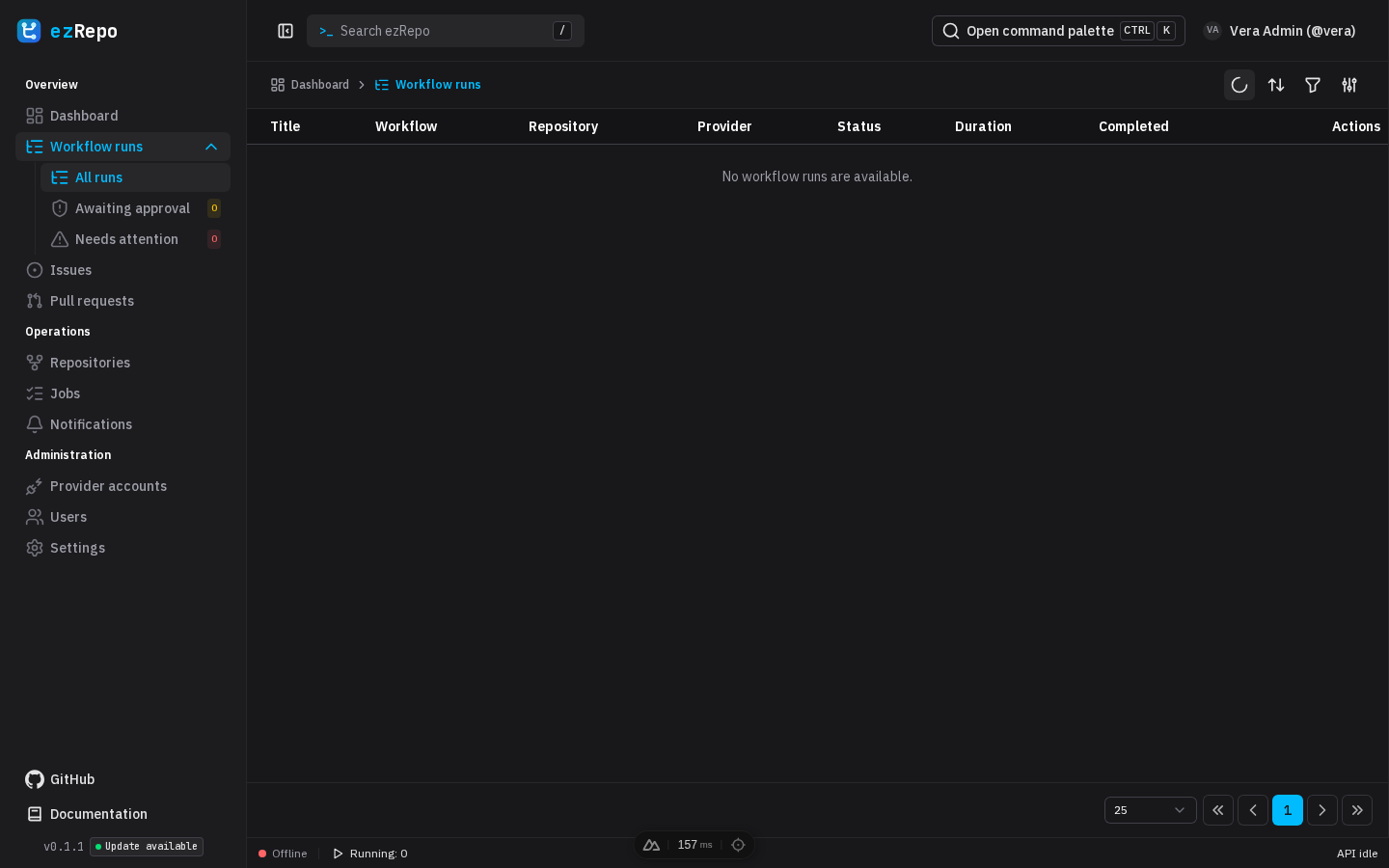 ezRepo — Workflow runs
